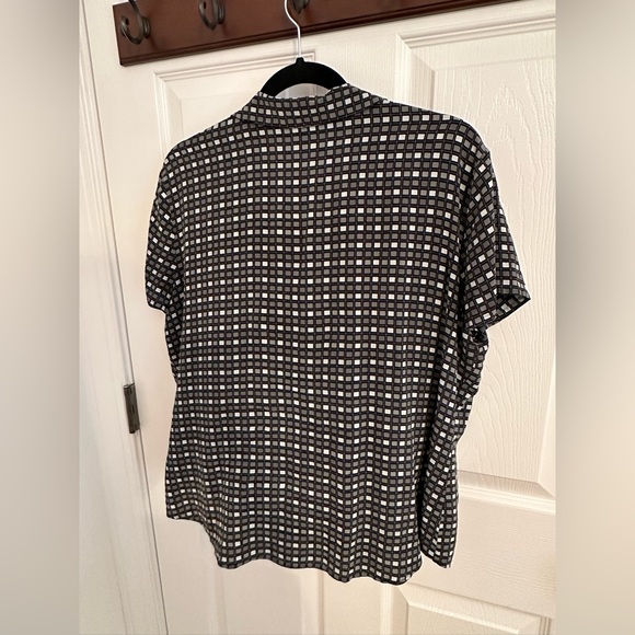 COPY - 100% Silk Button Down Checkered Grey Black White - Picture 7 of 7